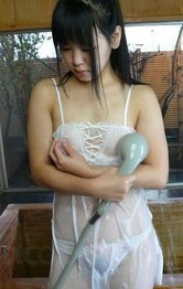 Nurse Lingerie Porn - Koyuki Ono Asian fondles her body while showering over lingerie