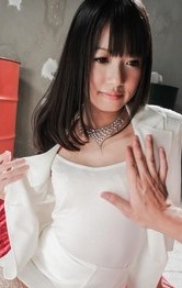 Hot Schoolgirl Lingerie - Kotomi Asakura in white fishnets gets more and more hard penis